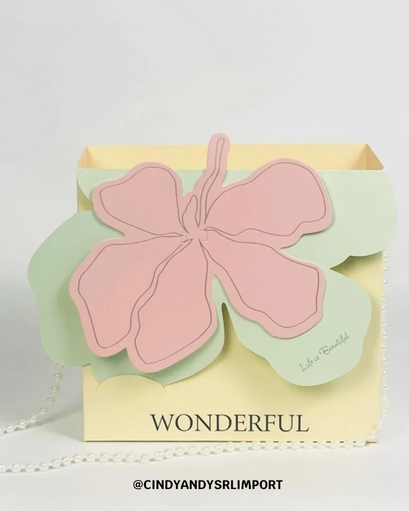 Caja de regalo con diseño floral en 3D