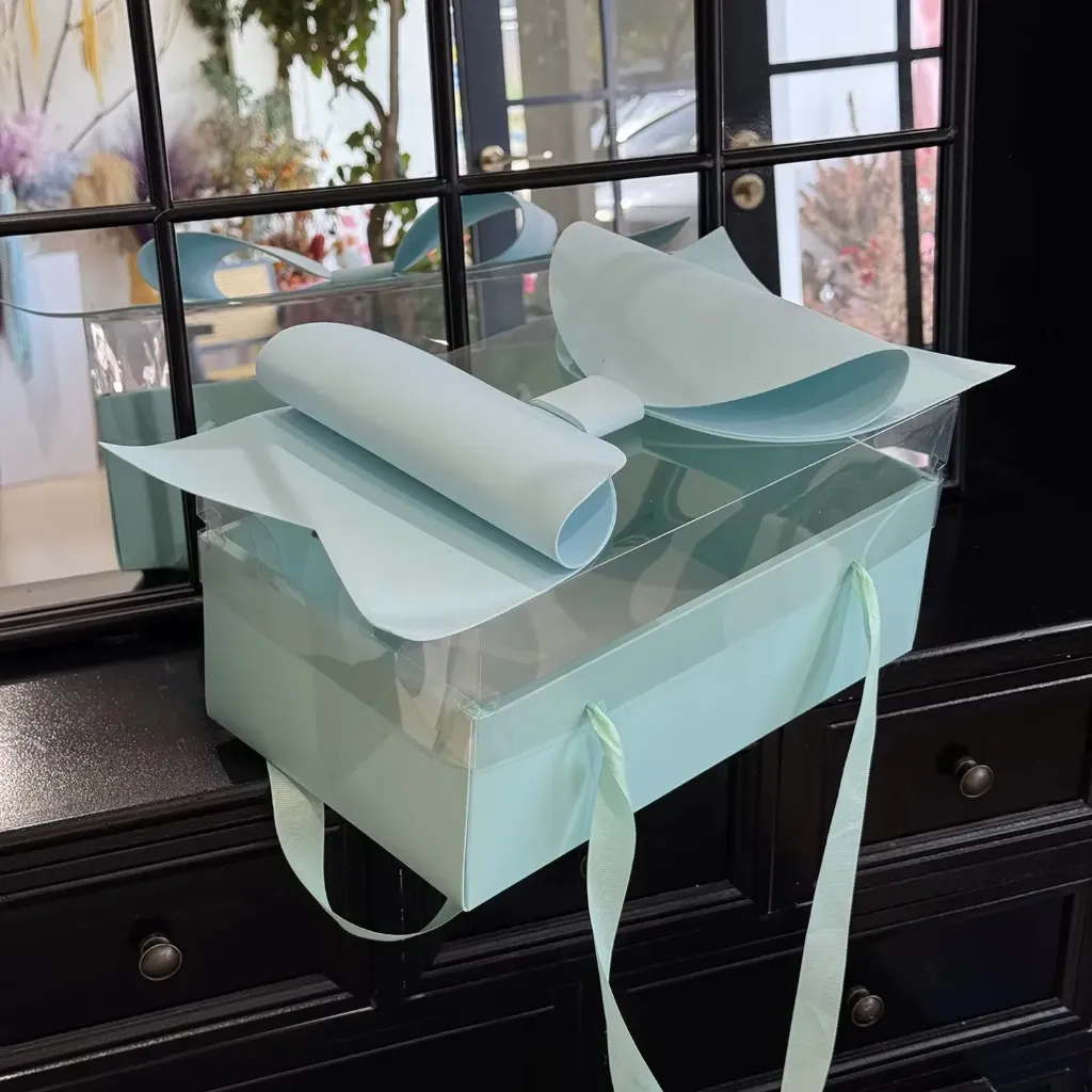 Caja de Regalo con Lazo, Turquesa Claro